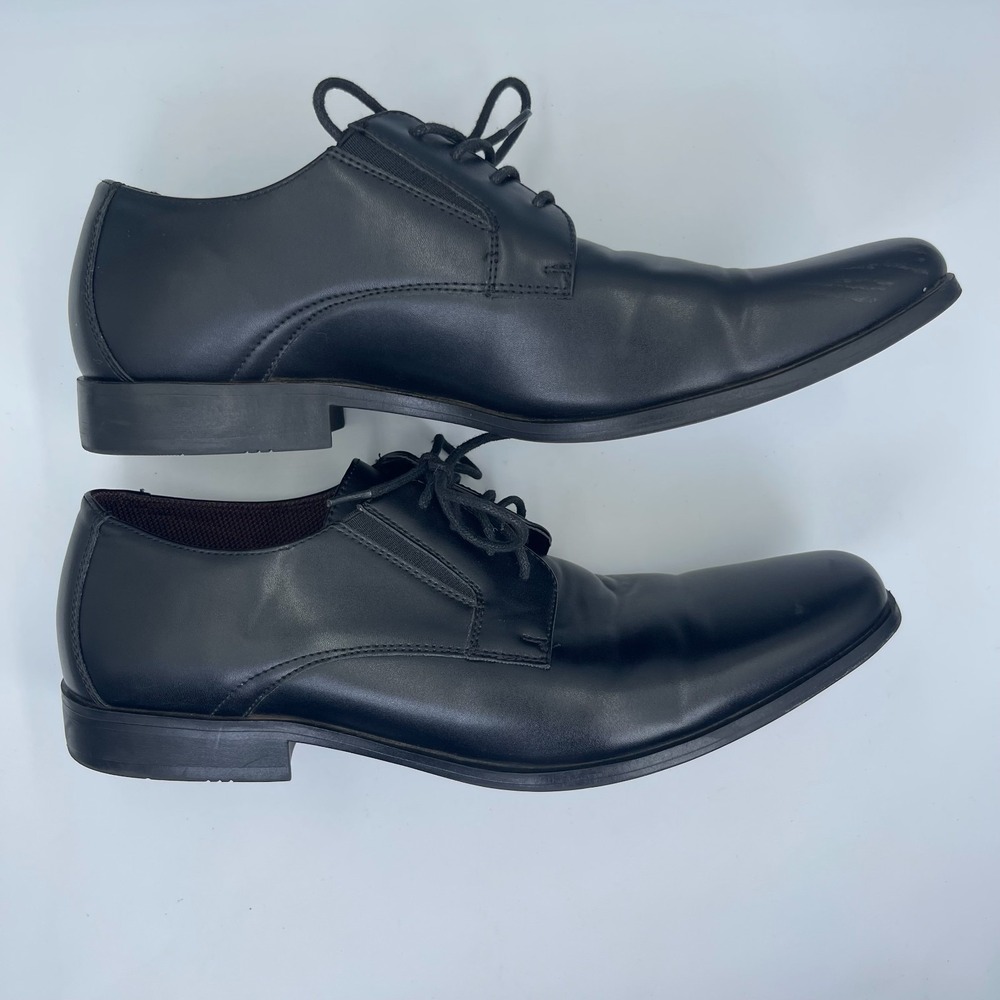 Perry Ellis Portfolio Ultra Foam Men's 10.5 Black Leather Derby Dress Shoes